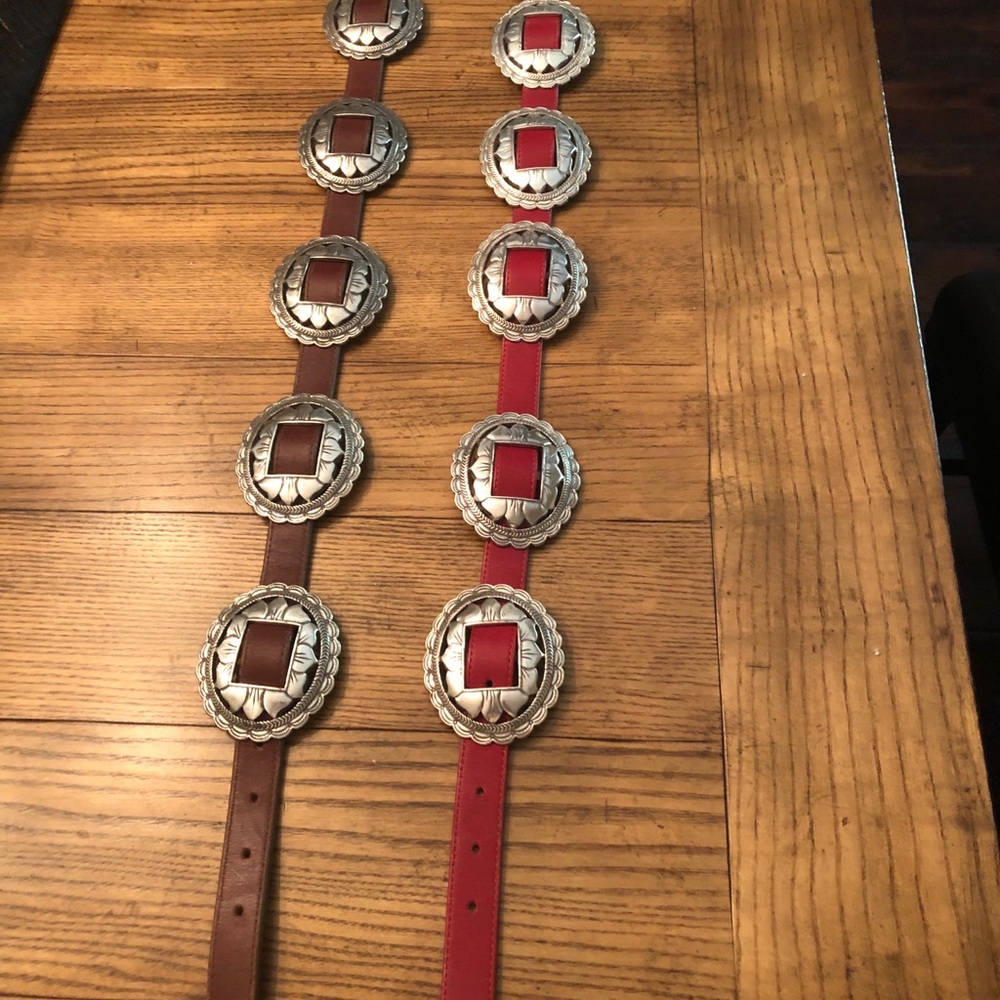 Vintage 1993 Brown & Red Sunflower Concho Belts